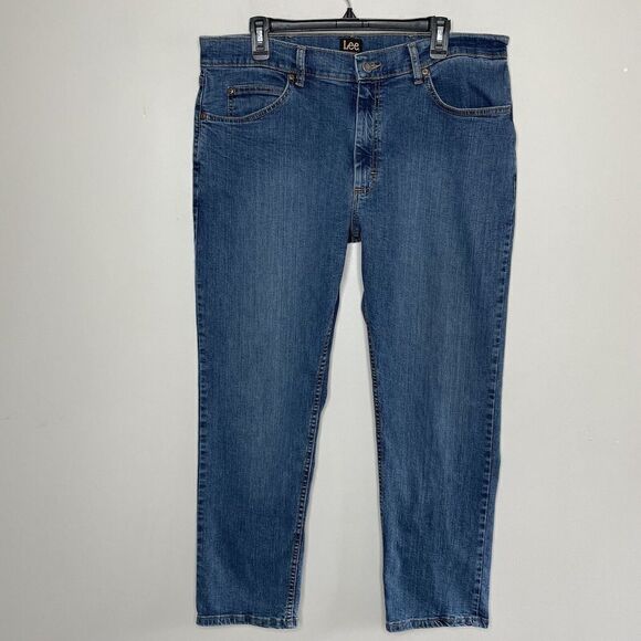 LEE Jeans Mens 28 x 30 Relaxed Fit Denim Cotton Blend Blue Straight Leg - Picture 1 of 9